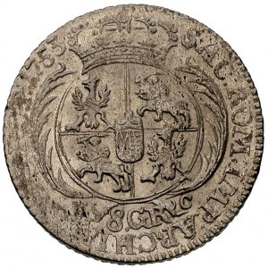 dwuzłotówka (8 groszy) 1753, \efraimek, odmiana z dużym...