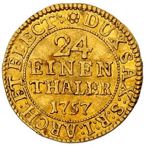 odbitka w złocie 1/24 talara 1757, Drezno, pod tarczą h...