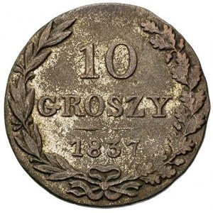 10 groszy 1837, Warszawa. św. Jerzy bez płaszcza, ogon ...