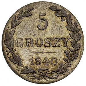5 groszy 1840, Warszawa, cyfra 5 smukła i nieco pochylo...