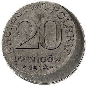 destrukt monety 20 fenigów 1918 / F, Stuttgart, Parchim...