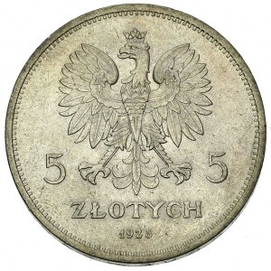 5 złotych 1928, Warszawa, Nike, Parchimowicz 114 a, bar...