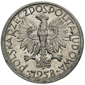 5 złotych 1958, Warszawa, rewers niecentrycznie wybity