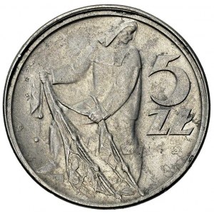 5 złotych 1958, Warszawa, rewers niecentrycznie wybity