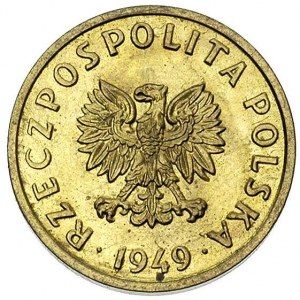 5 groszy 1949, na rewersie wklęsły napis PRÓBA, mosiądz...