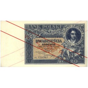 20 złotych 20.06.1931, seria AK 1234567, WZÓR, Miłczak ...
