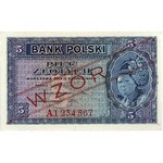 1, 2, 5, 10, 20, 50, 100 i 500 złotych z 15.08.1939, WZ...