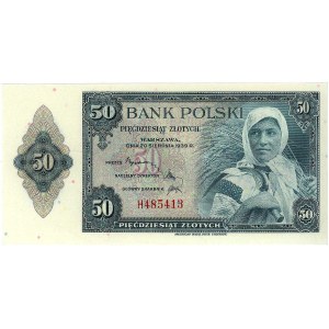 20 i 50 złotych 20.08.1939, Miłczak 87a i 88a, komplet ...