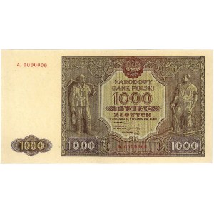 1000 złotych 15.01.1946, seria A 0000000, bez nadruku W...