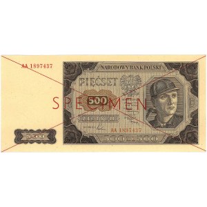 500 złotych 1.07.1948, seria AA, numeracja bieżąca, SPE...