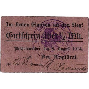 Biskupiec Pomorski (Bischofswerder)- 1/2 marki 8.08.191...