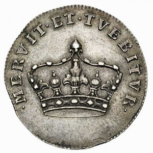 August III- żeton koronacyjny 1734 r, Aw: Korona królew...