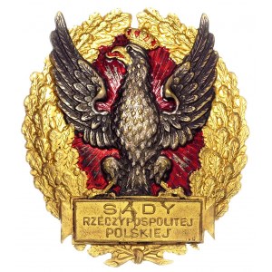 odznaka Sądy Rzeczpospolitej Polskiej, biały metal złoc...