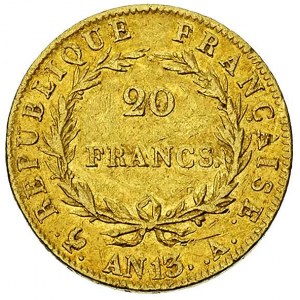 20 franków AN 13 (1804/1805)A, Paryż, Fr. 487, złoto 6....
