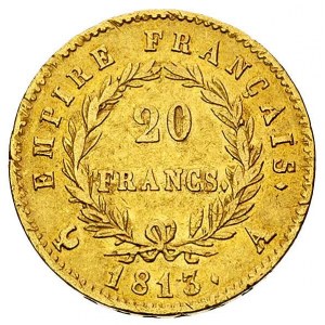 20 franków 1813 A, Paryż, Fr. 513, złoto 6.41 g