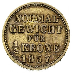 odważnik 1/2 korony 1857, Aw: Wieniec i punce, Rw: Napi...