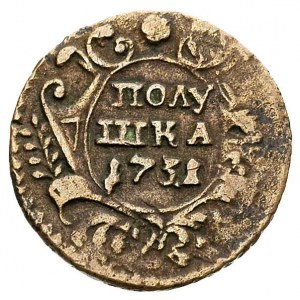 połuszka 1731, Moskwa, moneta wybita na kopiejce Piotra...
