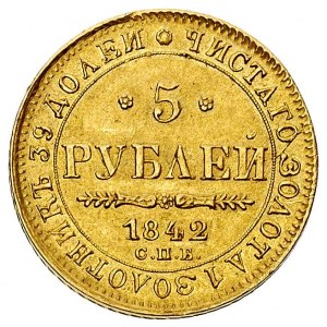 5 rubli 1842, Petersburg, Bitkin 19, Fr. 155, złoto 6.5...