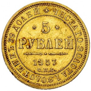 5 rubli 1857, Petersburg, Bitkin 3, Fr. 163, złoto 6.53...