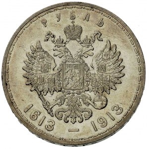 rubel 1913, Petersburg, 300 lat dynasti, Bitkin 336, gł...