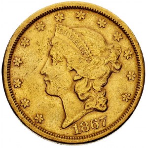 20 dolarów 1867 S, San Francisco, Fr. 175, złoto 33.44 ...