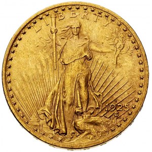 20 dolarów 1925 S, San Francisco, Fr. 186, złoto 33.42 ...