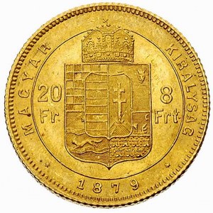 20 franków = 8 forintów 1879 KB, Krzemnica, Fr. 242, zł...