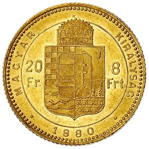 20 franków = 8 forintów 1880 KB, Krzemnica, Fr. 242, zł...