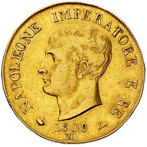 Napoleon 1805-1814, 40 lirów 1808 M, Mediolan, Fr. 5, z...