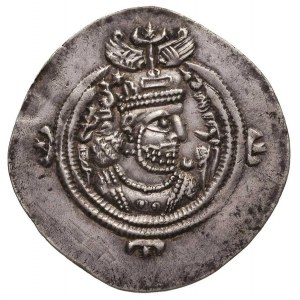 SASANIDZI, Khusro II 590-628, drachma, Aw: Popiersie w ...