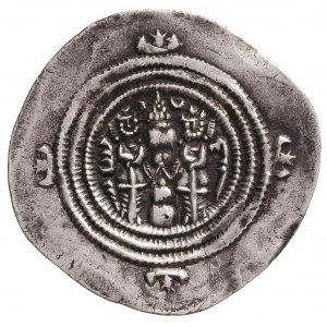 SASANIDZI, Khusro II 590-628, drachma, Aw: Popiersie w ...