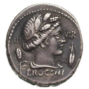Furius F. Brocchus 63 pne, denar,  Aw: Popiersie Ceres ...