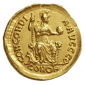 Arkadiusz 383-408, solidus, Konstantynopol, Aw: Popiers...