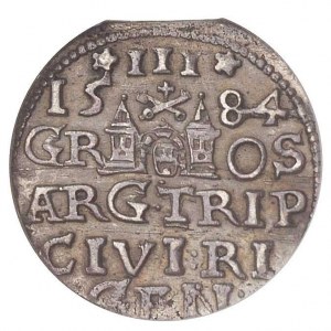 trojak 1584, Ryga, Gerbasevskis 14, moneta w pudełku NG...