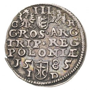 trojak 1585, Olkusz, litery G - H po bokach Orła i Pogo...