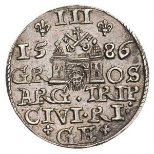 trojak 1586, Ryga, odmiana z dużą głową króla, Gerbasev...