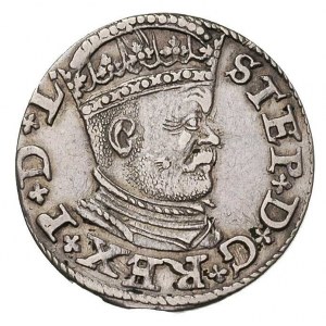 trojak 1586, Ryga, odmiana z małą głową króla, Gerbasev...
