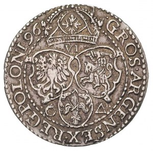 szóstak 1596, Malbork, rzadka odmiana z dużą głową król...