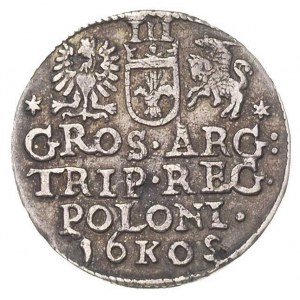 trojak 1602, Kraków, odwrócona cyfra 2 w dacie, patyna