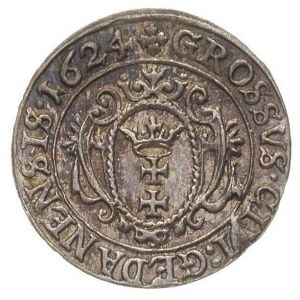 grosz 1624, Gdańsk, bardzo ładny, patyna