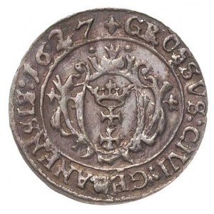grosz 1627, Gdańsk, bardzo ładny, patyna