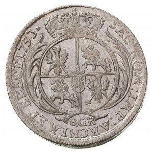 dwuzłotówka (8 groszy) 1753, odmiana z bardzo dużymi li...