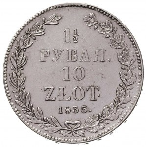 1 1/2 rubla = 10 złotych 1835, Petersburg, Plage 323, B...