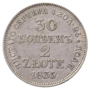 30 kopiejek = 2 złote 1835, Warszawa, Plage 372, Bitkin...