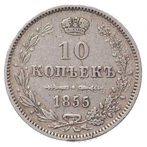 10 kopiejek 1855, Warszawa, Plage 458, Bitkin 287 R1, r...