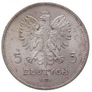 5 złotych 1928, Warszawa, Nike, Parchimowicz 114 a, rza...