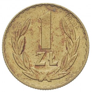 1 złoty 1957, na rewersie wypukły napis PRÓBA, Parchimo...