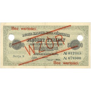 500.000 marek polskich 30.08.1923, seria X No 012345, N...