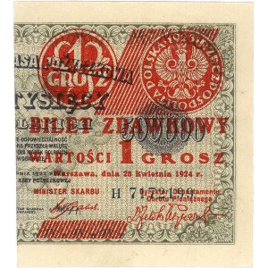 zestaw pięciu podstawowych typów banknotów: 1 grosz z 2...