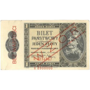 1 złoty 1.10.1938 r, seria H 1234567, H8900000, WZÓR, M...